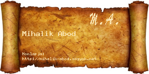 Mihalik Abod névjegykártya